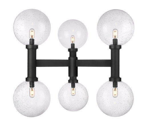 Laurent 6 Light 39" Outdoor Post Mount Fixture, 34.5" Tall Lantern, Clear Seedy Glass in Clear Seedy, Post Top Only