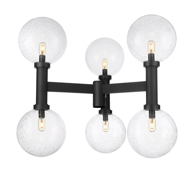 Laurent 6 Light 39" Outdoor Post Mount Fixture, 34.5" Tall Lantern, Clear Seedy Glass in Clear Seedy, Post Top Only