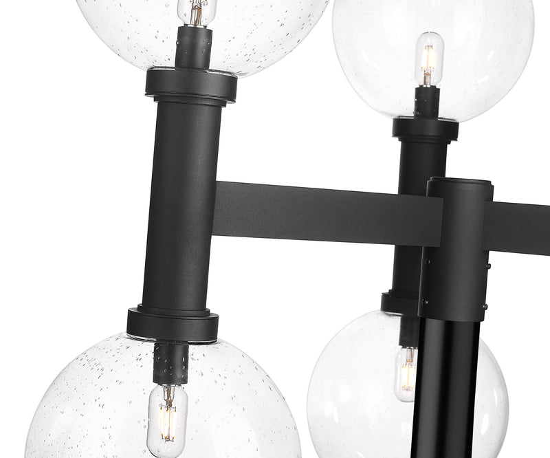 Laurent 6 Light 39" Outdoor Post Mount Fixture, 34.5" Tall Lantern, Clear Seedy Glass in Clear Seedy, Post Top Only