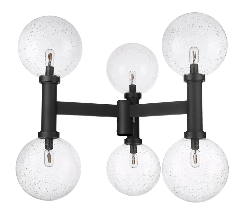 Laurent 6 Light 39" Outdoor Post Mount Fixture, 34.5" Tall Lantern, Clear Seedy Glass in Clear Seedy, Post Top Only
