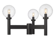 Laurent 3 Light 30" Outdoor Post Mount Fixture, 18" Tall Lantern, Clear Seedy Glass in Black, Post Top Only