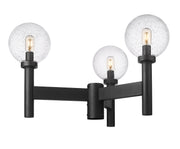 Laurent 3 Light 30" Outdoor Post Mount Fixture, 18" Tall Lantern, Clear Seedy Glass in Black, Post Top Only