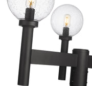 Laurent 3 Light 30" Outdoor Post Mount Fixture, 18" Tall Lantern, Clear Seedy Glass in Black, Post Top Only