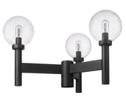 Laurent 3 Light 30" Outdoor Post Mount Fixture, 18" Tall Lantern, Clear Seedy Glass in Black, Post Top Only