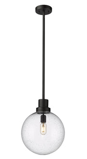 Laurent 1 Light 12" Outdoor Pendant, Clear Seedy Shade in Black