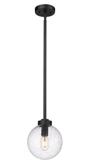 Laurent 1 Light 8" Outdoor Pendant, Clear Seedy Shade in Black