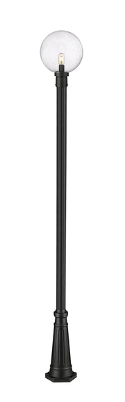 Laurent 1 Light 12" Outdoor Post Mount Fixture, 15.75" Tall Lantern, Clear Seedy Glass in Clear Seedy, 96" Cast Post, 10" Base