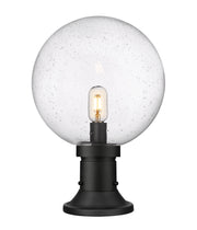 Laurent 1 Light 12" Outdoor Post Mount Fixture, 15.75" Tall Lantern, Clear Seedy Glass in Clear Seedy, Pier Mount, 6.25" Base