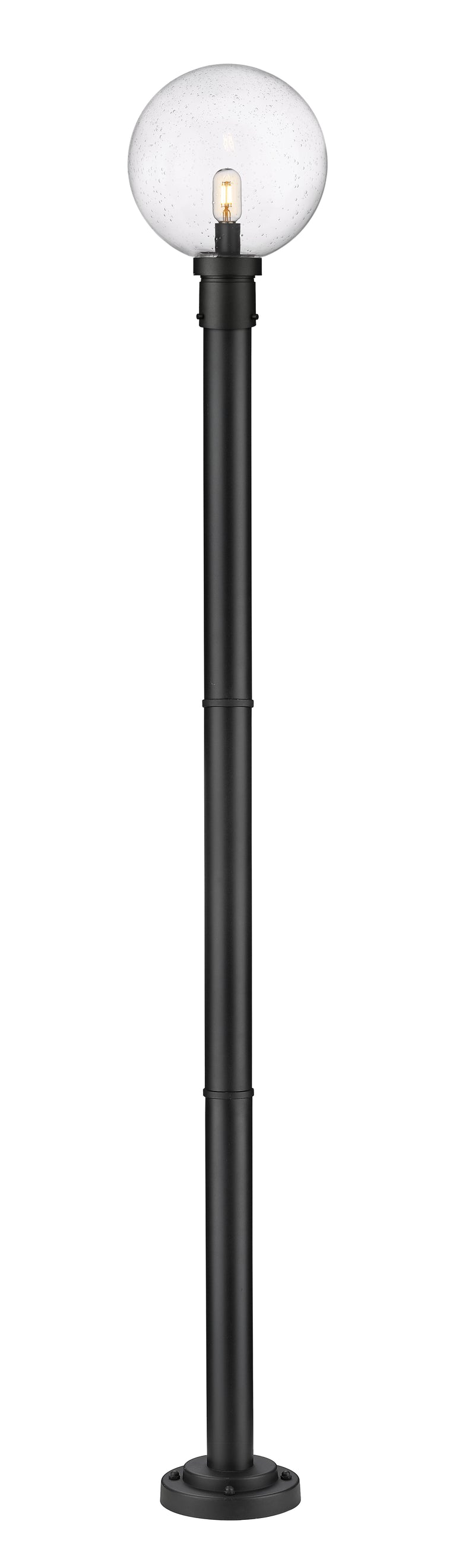 Laurent 1 Light 12" Outdoor Post Mount Fixture, 15.75" Tall Lantern, Clear Seedy Glass in Clear Seedy, 76" Cast Post, 9" Base