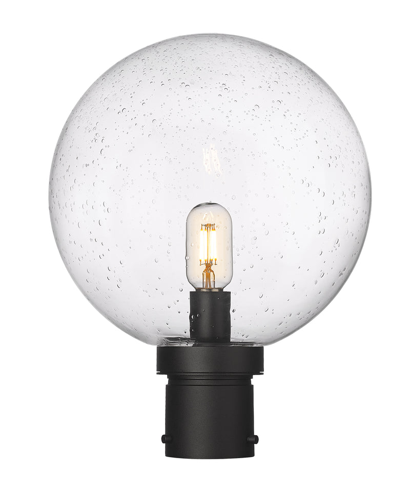 Laurent 1 Light 12" Outdoor Post Mount Fixture, 15.75" Tall Lantern, Clear Seedy Glass in Clear Seedy, Post Top Only