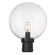 Laurent 1 Light 12" Outdoor Post Mount Fixture, 15.75" Tall Lantern, Clear Seedy Glass in Clear Seedy, Post Top Only
