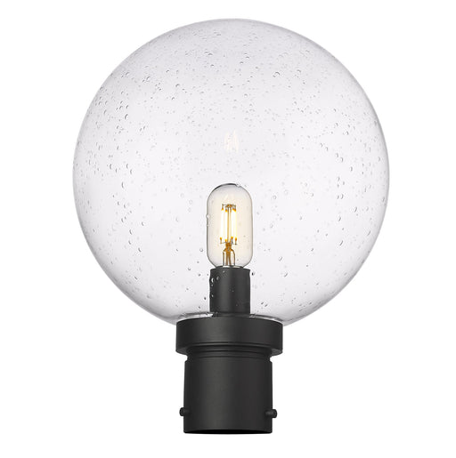 Laurent 1 Light 12" Outdoor Post Mount Fixture, 15.75" Tall Lantern, Clear Seedy Glass in Clear Seedy, Post Top Only