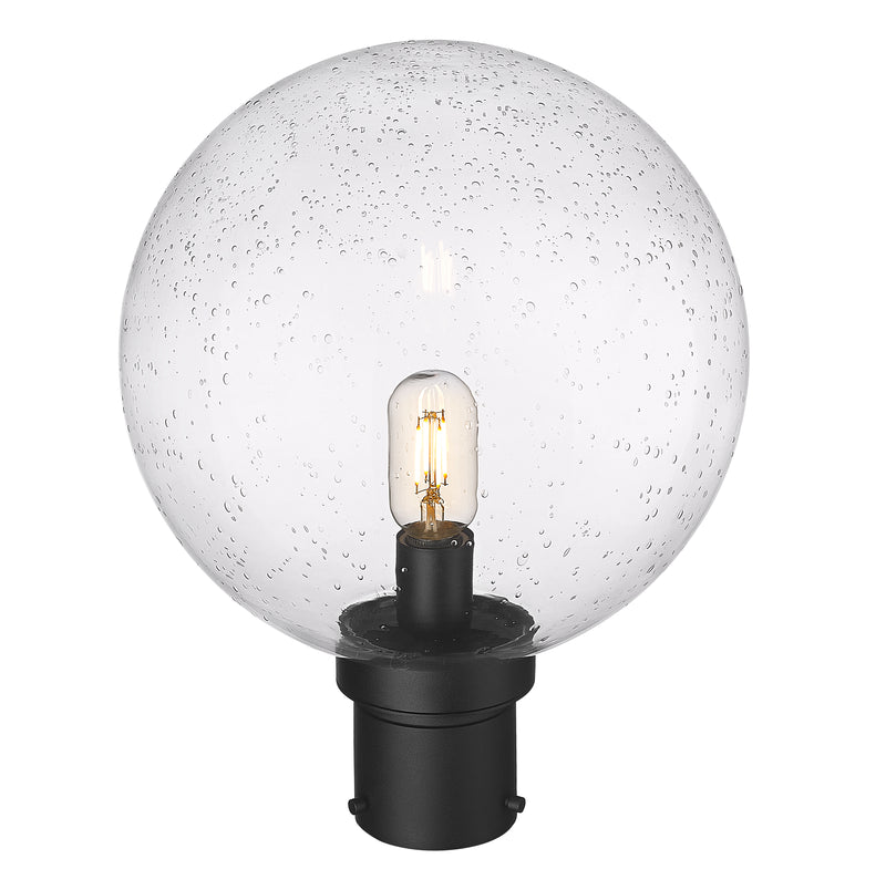 Laurent 1 Light 12" Outdoor Post Mount Fixture, 15.75" Tall Lantern, Clear Seedy Glass in Clear Seedy, Post Top Only