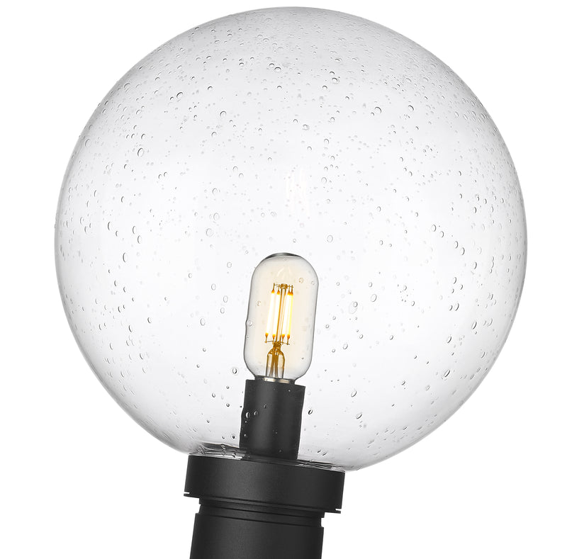 Laurent 1 Light 12" Outdoor Post Mount Fixture, 15.75" Tall Lantern, Clear Seedy Glass in Clear Seedy, Post Top Only