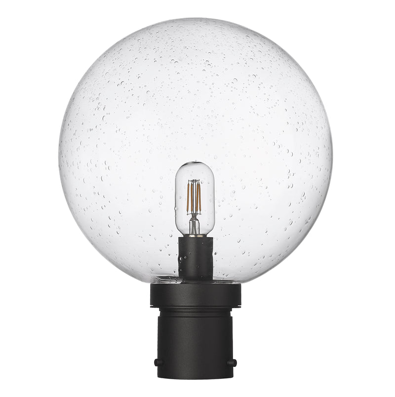Laurent 1 Light 12" Outdoor Post Mount Fixture, 15.75" Tall Lantern, Clear Seedy Glass in Clear Seedy, Post Top Only