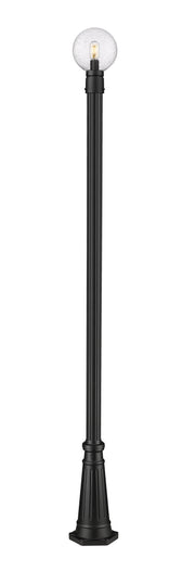 Laurent 1 Light 8" Outdoor Post Mount Fixture, 11.5" Tall Lantern, Clear Seedy Glass in Clear Seedy, 96" Cast Post, 10" Base