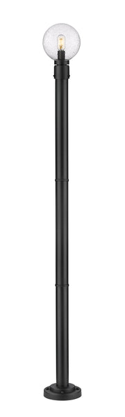 Laurent 1 Light 8" Outdoor Post Mount Fixture, 11.5" Tall Lantern, Clear Seedy Glass in Clear Seedy, 76" Cast Post, 9" Base