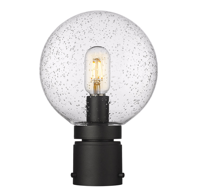 Laurent 1 Light 8" Outdoor Post Mount Fixture, 11.5" Tall Lantern, Clear Seedy Glass in Clear Seedy, Post Top Only