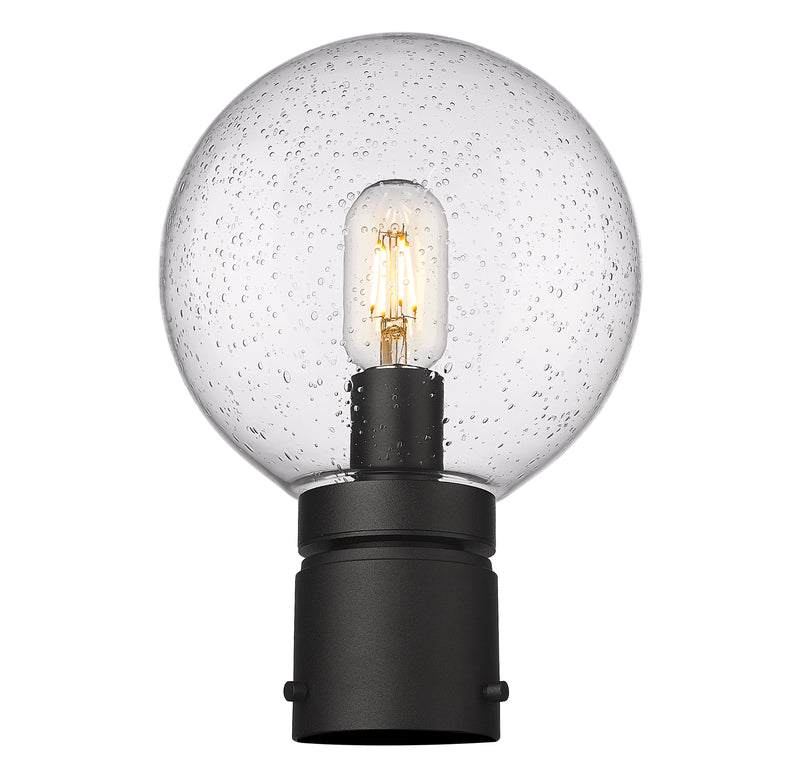 Laurent 1 Light 8" Outdoor Post Mount Fixture, 11.5" Tall Lantern, Clear Seedy Glass in Clear Seedy, Post Top Only