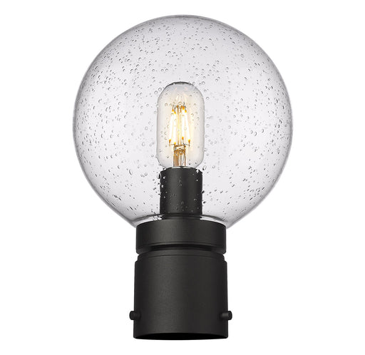Laurent 1 Light 8" Outdoor Post Mount Fixture, 11.5" Tall Lantern, Clear Seedy Glass in Clear Seedy, Post Top Only