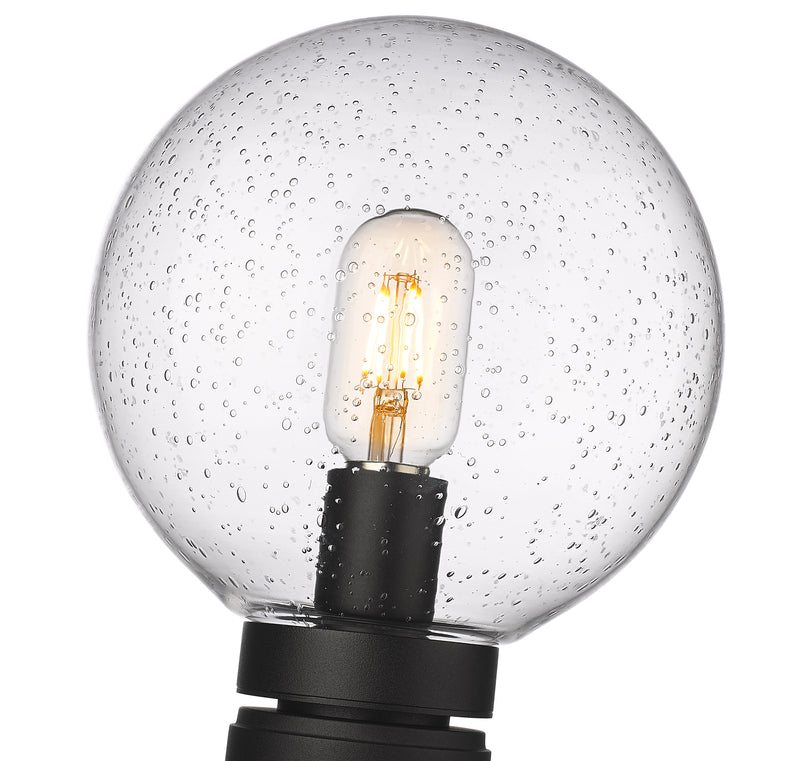 Laurent 1 Light 8" Outdoor Post Mount Fixture, 11.5" Tall Lantern, Clear Seedy Glass in Clear Seedy, Post Top Only