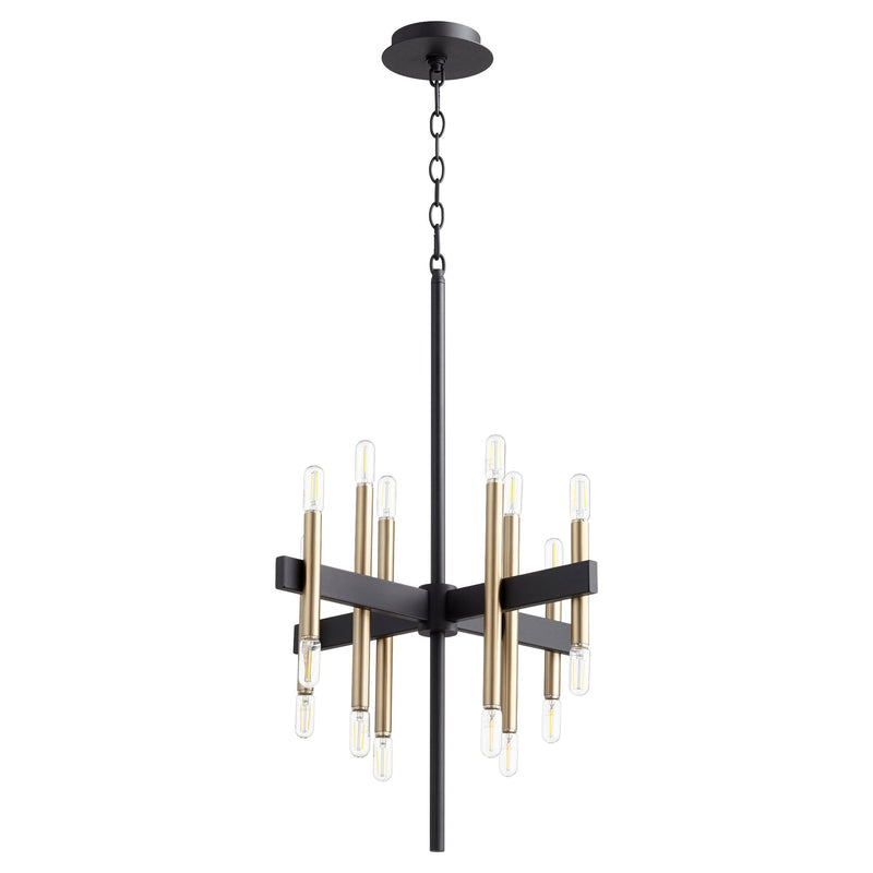 Luxe 16 Light Chandelier in Textured Black / Aged Brass
