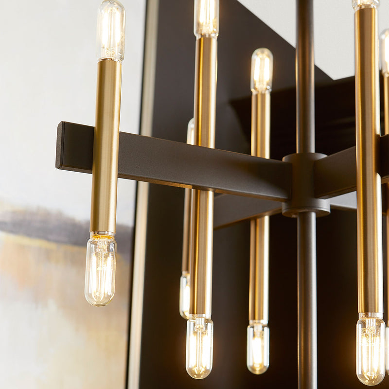Luxe 16 Light Chandelier in Textured Black / Aged Brass