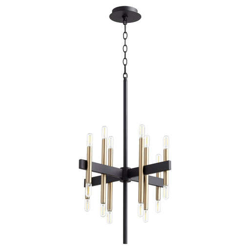 Luxe 16 Light Chandelier in Textured Black / Aged Brass