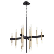 Luxe 20 Light Linear Chandelier in Textured Black / Aged Brass