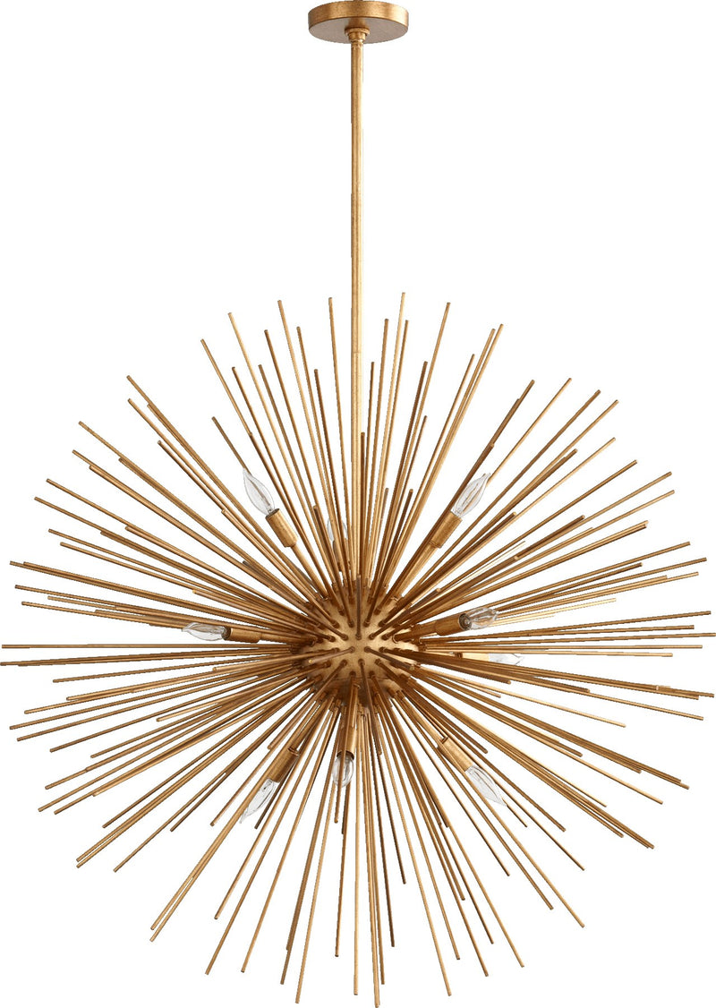 Electra 10 Light Chandelier in Gold Leaf