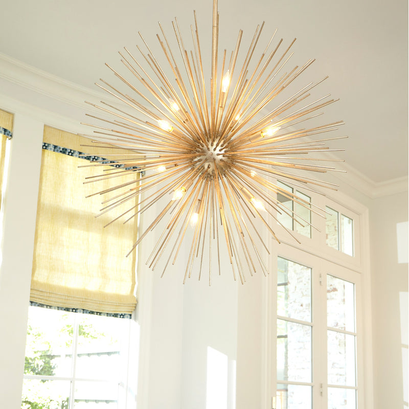 Electra 10 Light Chandelier in Gold Leaf