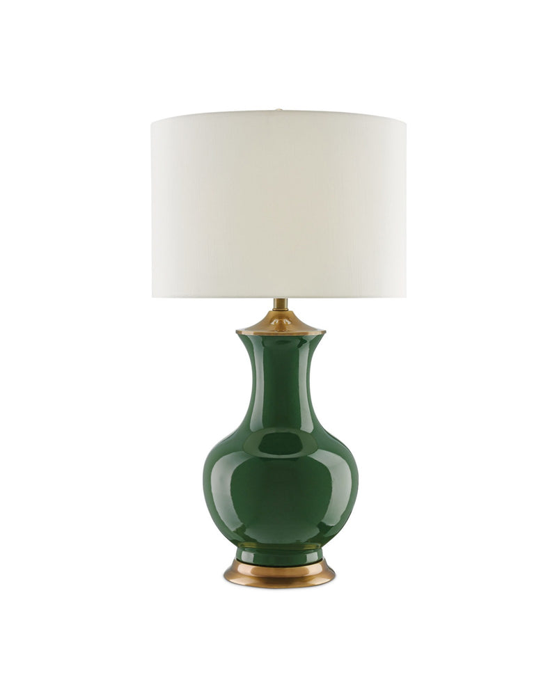 Lilou Table Lamp in Green / Antique Brass