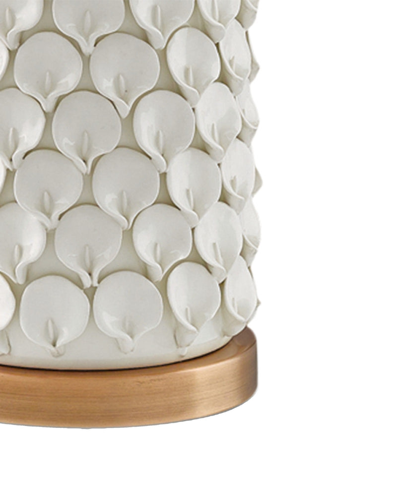 Calla Lily Table Lamp in Cream / Antique Brass