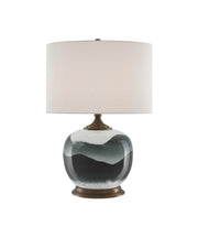 Boreal Table Lamp in White / Green / Antique Brass