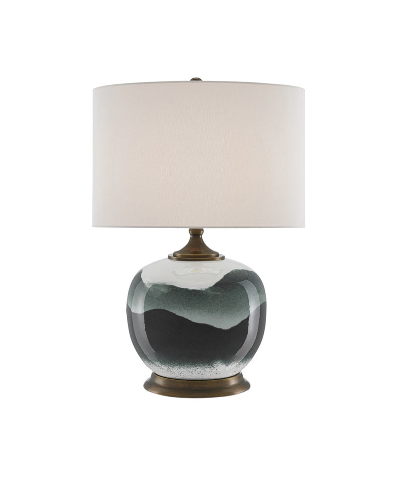 Boreal Table Lamp in White / Green / Antique Brass