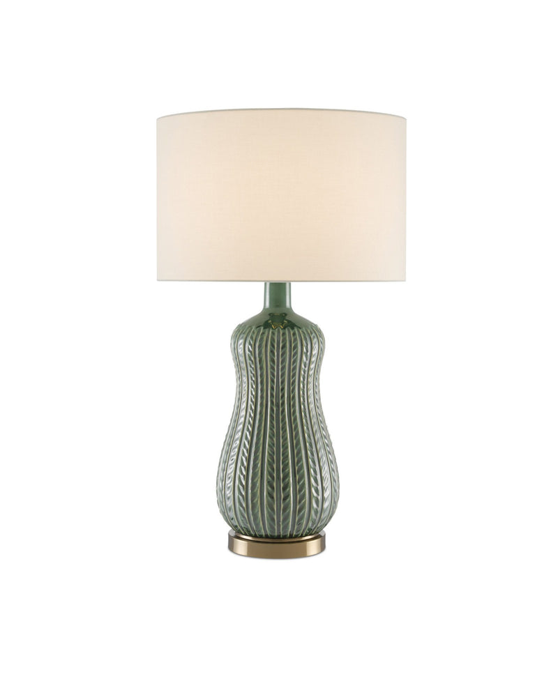 Mamora Table Lamp in Green / Antique Brass