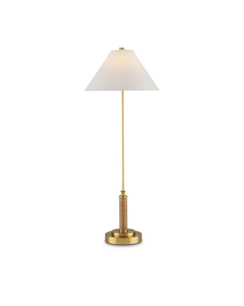 Ippolito Console Table Lamp in Antique Brass / Natural