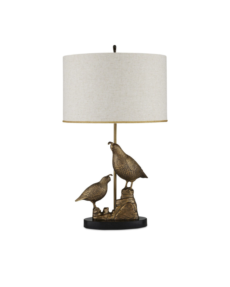 Codorniz Table Lamp in Antique Brass / Black