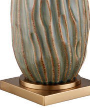 Water-borne Ceramic Table Lamp in Forest Reactive / Antique Brass
