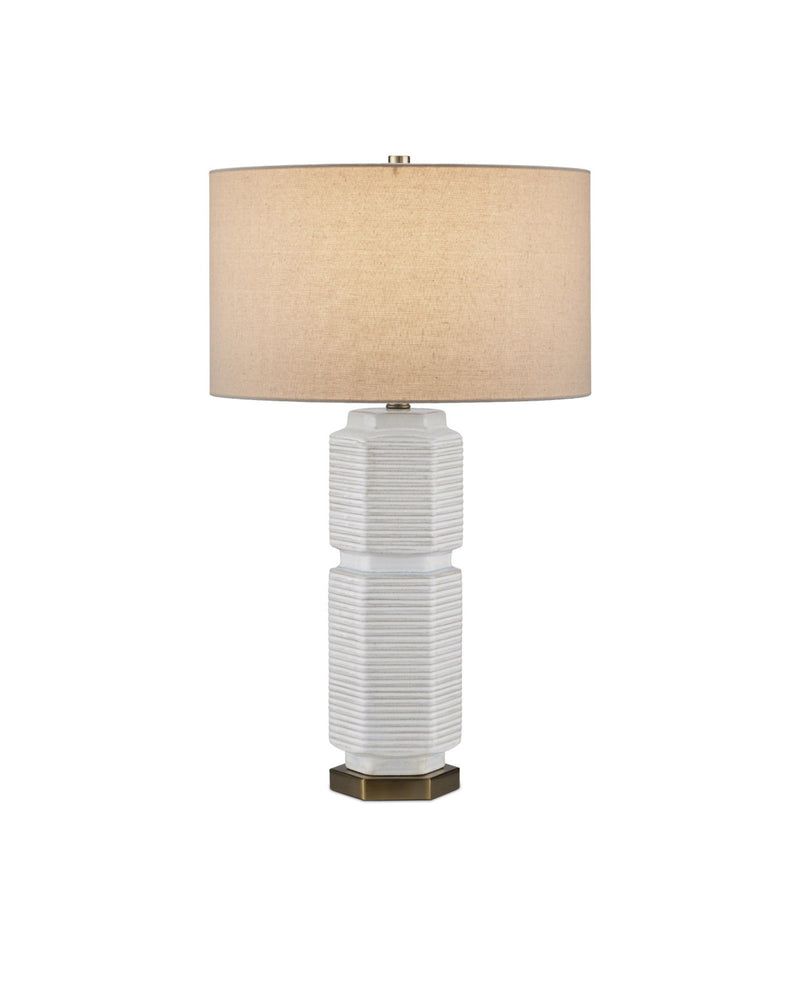 Glebe Table Lamp in White / Beige / Light Blue / Antique Brass