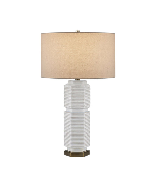 Glebe Table Lamp in White / Beige / Light Blue / Antique Brass