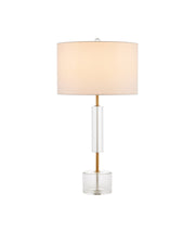 Deville Table Lamp in Clear / Antique Brass