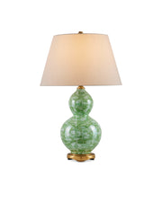 Eau de Nil Table Lamp in Green / Textured Antique Gold Leaf