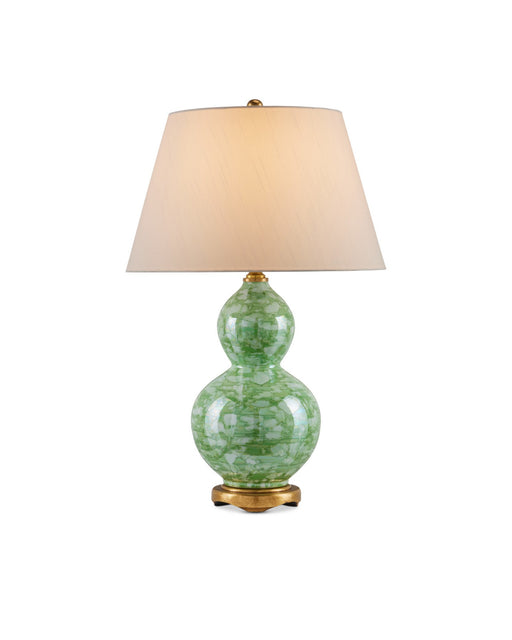 Eau de Nil Table Lamp in Green / Textured Antique Gold Leaf