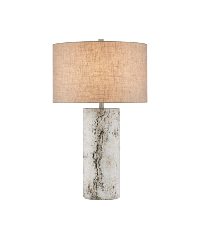 Faux Birch Table Lamp in Birch White / Gray