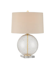 Zebulon Round Table Lamp in Clear with Gold Speckles / Contemporary Gold Leaf