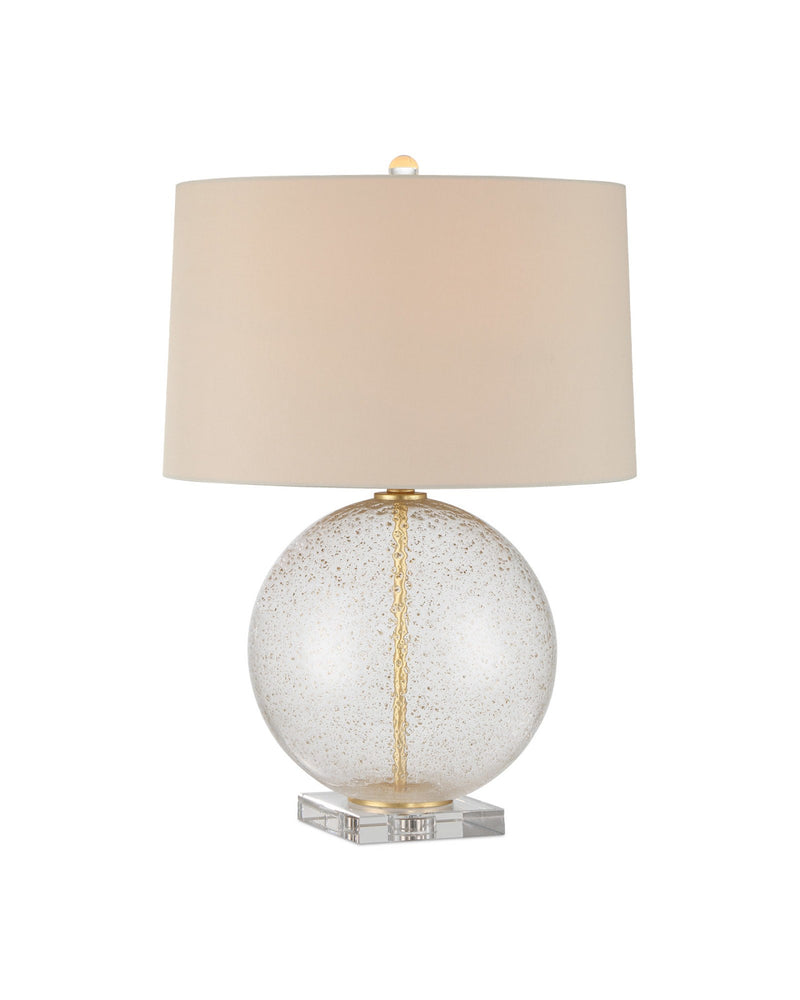 Zebulon Round Table Lamp in Clear with Gold Speckles / Contemporary Gold Leaf