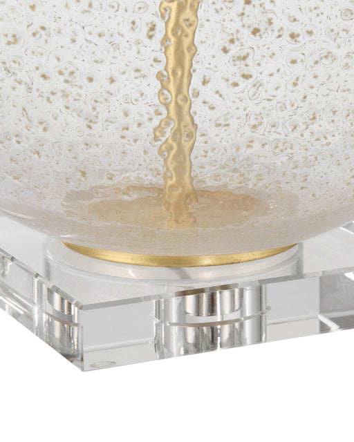Zebulon Round Table Lamp in Clear with Gold Speckles / Contemporary Gold Leaf