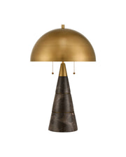 Edith Desk Lamp in Coffee Brown / Antique Brass