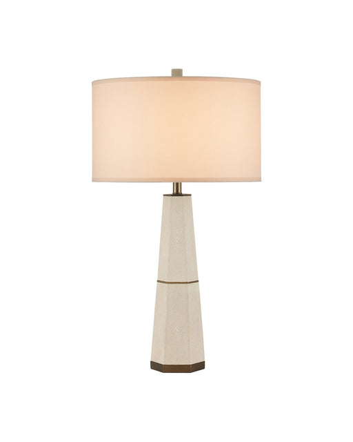 Galuchat Tapered Table Lamp in Ivory Faux Shagreen / Brass